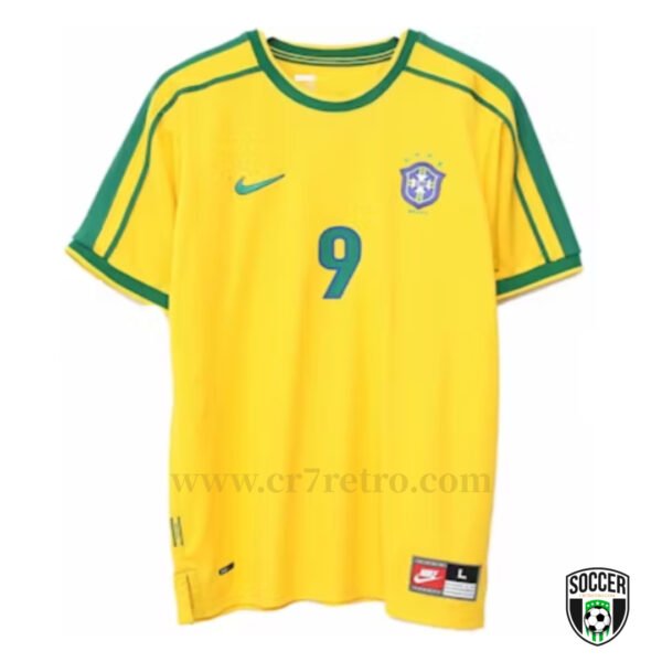 1998 Brazil World Cup Jersey replica – iconic yellow and green retro football shirt