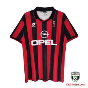1995/96 AC Milan Albertini #4 Home Retro Jersey – Featuring the iconic home kit design and Albertini's #4 jersey from AC Milan's 1995/96 season.