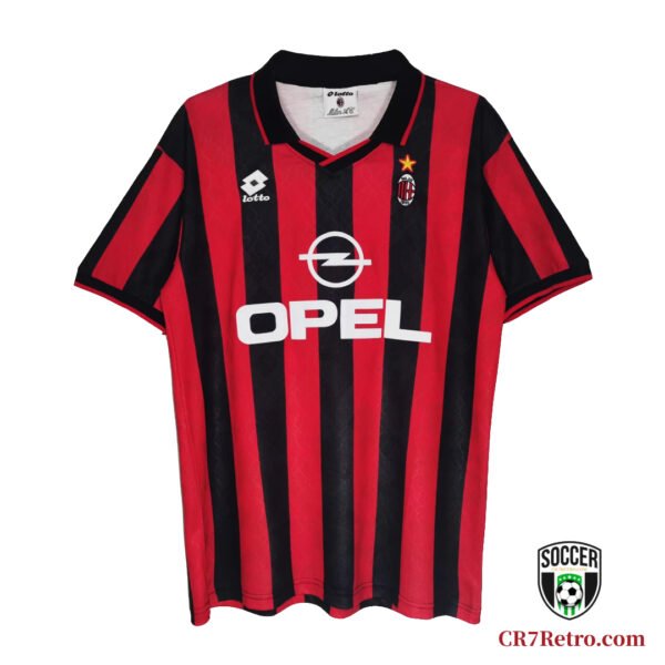 1995/96 AC Milan Albertini #4 Home Retro Jersey – Featuring the iconic home kit design and Albertini's #4 jersey from AC Milan's 1995/96 season.
