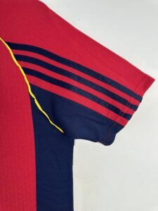 1998 Spain Home Red Retro Jersey – Classic La Roja football shirt, vintage design with national team crest.