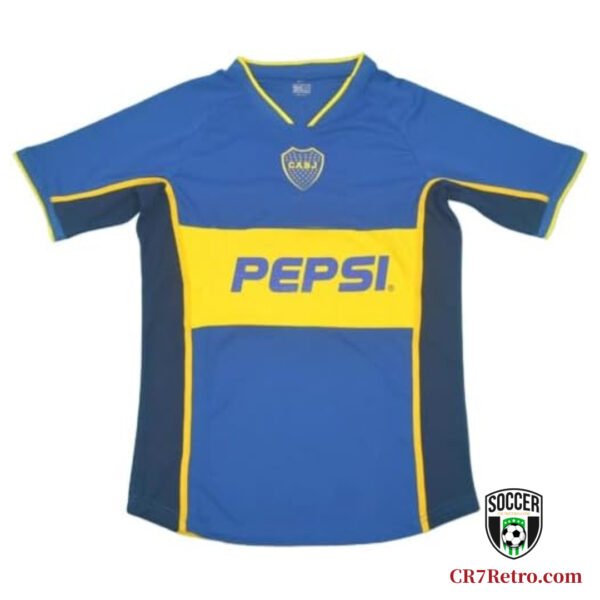 2002/03 Boca Juniors Boquita Home Jersey Camiseta PEPSI – The official Boca home jersey, a perfect reproduction of the classic design with the PEPSI sponsor logo.