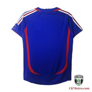 2006 France Home WC ‘06 Retro Soccer Jersey featuring the classic blue design worn by Zidane and the French national team during the 2006 World Cup.
