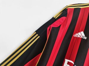 2013/14 AC Milan Home Long Sleeve Mario Balotelli #45 Retro Jersey – Classic red and black striped kit with official name and number.