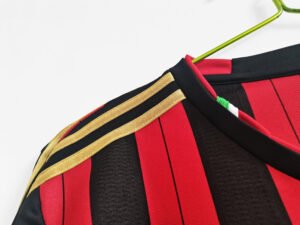 2013/14 AC Milan Home Long Sleeve Mario Balotelli #45 Retro Jersey – Classic red and black striped kit with official name and number.