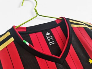 2013/14 AC Milan Home Long Sleeve Mario Balotelli #45 Retro Jersey – Classic red and black striped kit with official name and number.