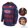 2015/16 FC Barcelona Messi Long sleeve jersey, classic Barça home shirt featuring Lionel Messi’s iconic number 10.
