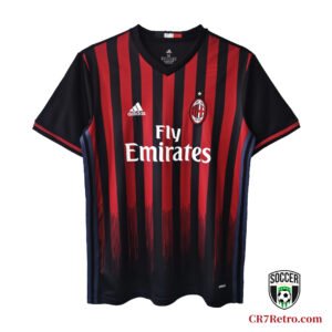2016/17 AC Milan Home Retro Football Jersey – Classic red and black striped kit with vintage club detailing.
