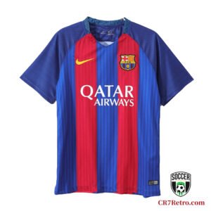 Barcelona 2016/17 Messi home retro jersey featuring the classic Barça #10 design, a must-have for fans and collectors.