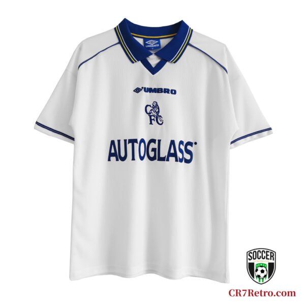 1998/00 Chelsea Away Retro Jersey, classic Chelsea away kit replica, a must-have for Chelsea fans and collectors.