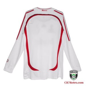 Maldini Retro Long Sleeve Jersey – AC Milan 2007 Away Shirt from the UEFA Champions League Final in Athens, featuring Paolo Maldini and Kaka.