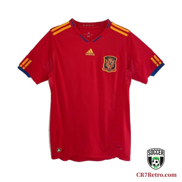 Spain 2010 Home Puyol #5 Retro Jersey – Official Spain National Team classic shirt celebrating Puyol’s iconic moments in the 2010 FIFA World Cup.