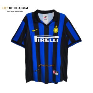 1998/99 Inter Milan Home Retro Jersey - Vintage football shirt with iconic blue and black stripes, perfect for collectors and fans.