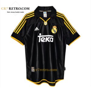 1999/01 Real Madrid away retro jersey in navy blue with classic Teka sponsor