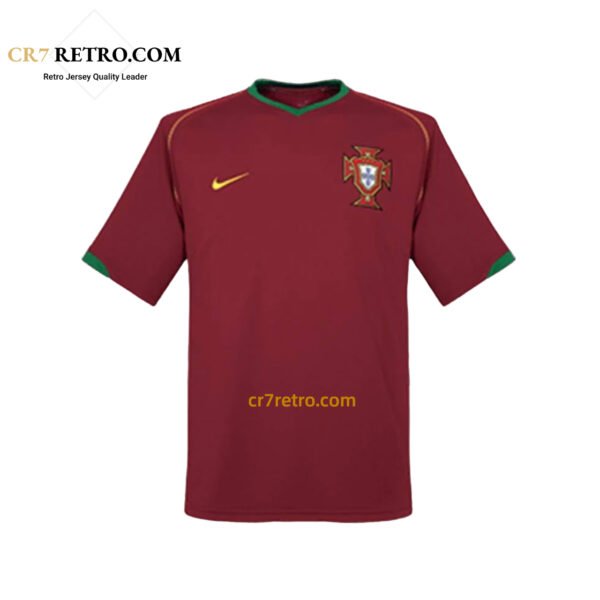 2006 Portugal Home Retro Jersey, classic red shirt with national team details, football memorabilia