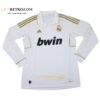 2011/12 Real Madrid home long sleeve retro jersey featuring classic white design