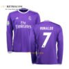 2016/17 Real Madrid away long sleeve retro jersey in purple with classic Adidas design