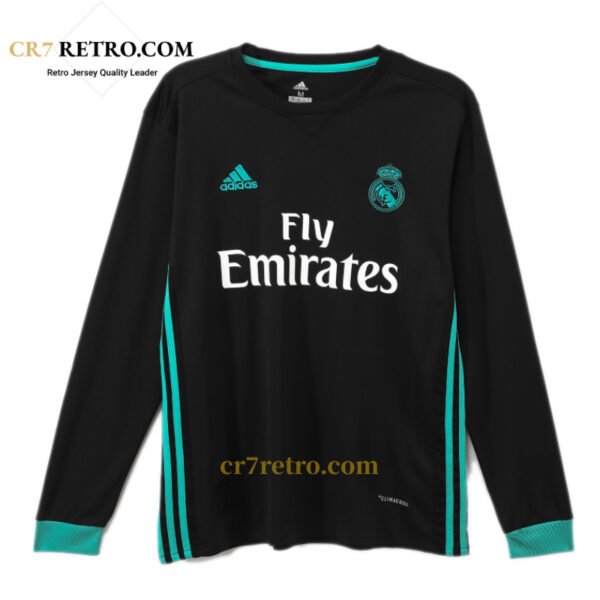 2017/18 Real Madrid Away Long Sleeve Retro Jersey in navy blue