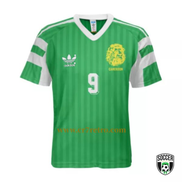 Cameroon 1990 home replica soccer jersey with Milla #9 – retro football shirt