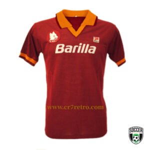 Roma 1982-83 Falcao retro football jersey in red and yellow AS Roma colors