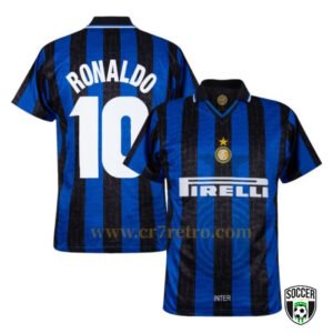 Ronaldo 1997/98 Inter Milan Retro Football Jersey Replica with Classic Black and Blue Design