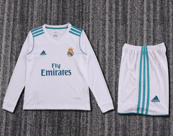 Kids Retro Real Madrid Home Jersey Long Sleeve 2017/18