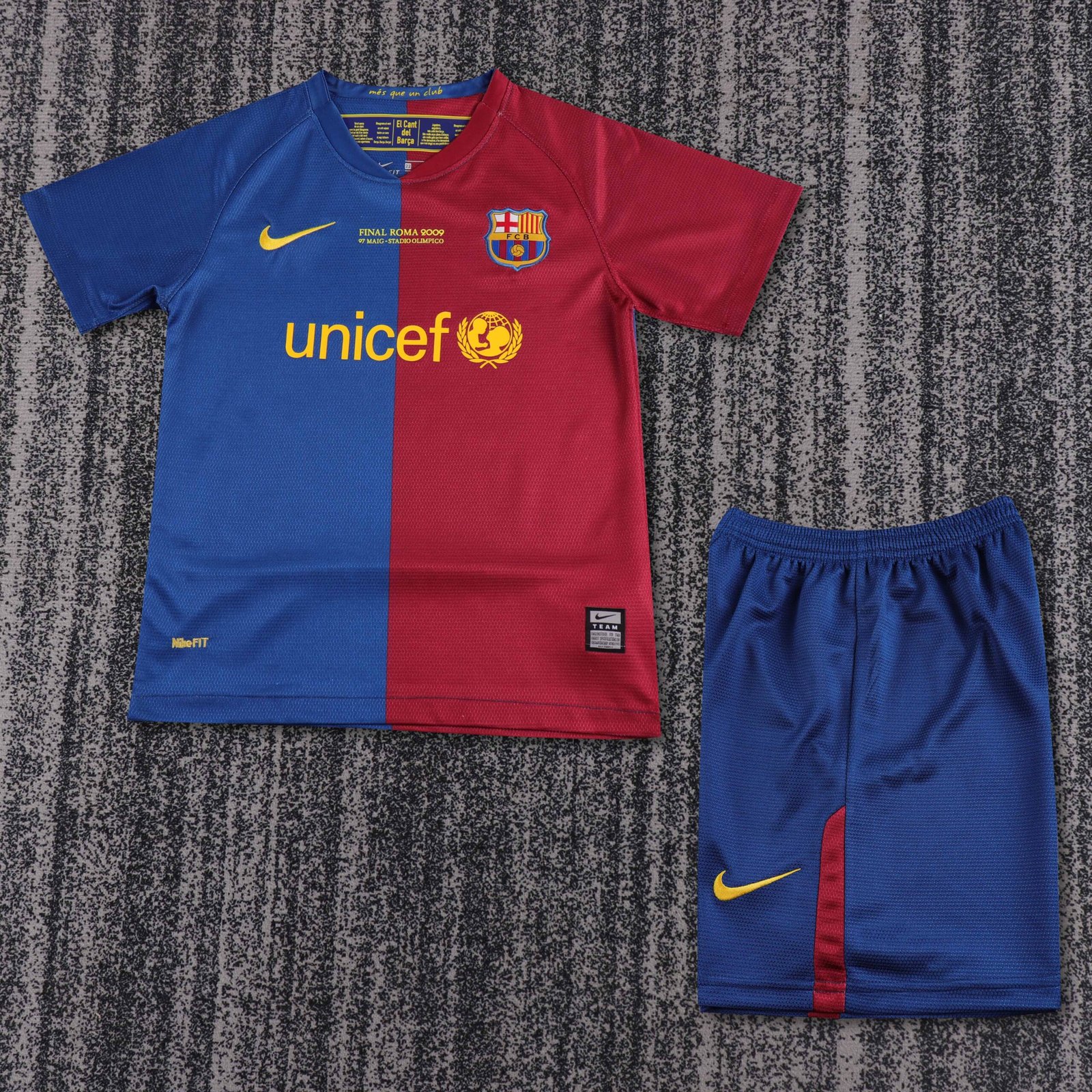 Kids Retro Barcelona Home Jersey 2008/09 Champions League Edition