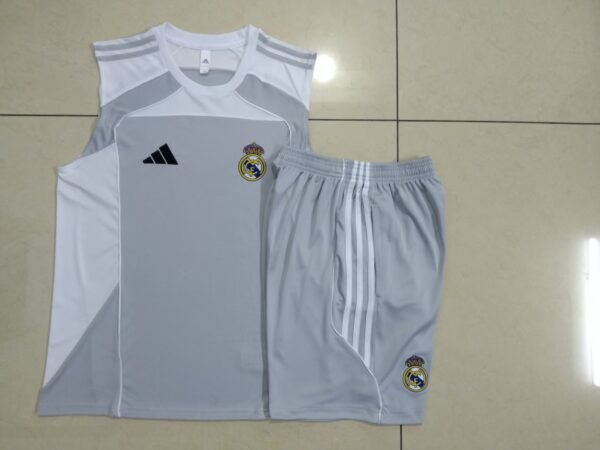 Real Madrid Training Vest Kit Grey White 2025/26
