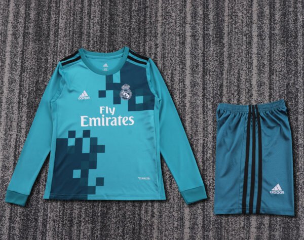Kids Retro Real Madrid Third Away Jersey 2017/18 Green Long Sleeve