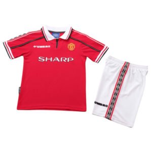 Kids Retro Manchester United Home Jersey Kit 1998/99