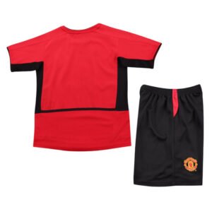 Kids Retro Manchester United Home Jersey Kit 2002/04