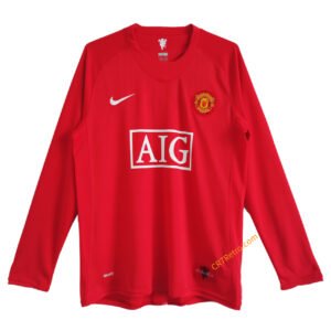 Retro Manchester United Home Jersey Long Sleeve 2007/08