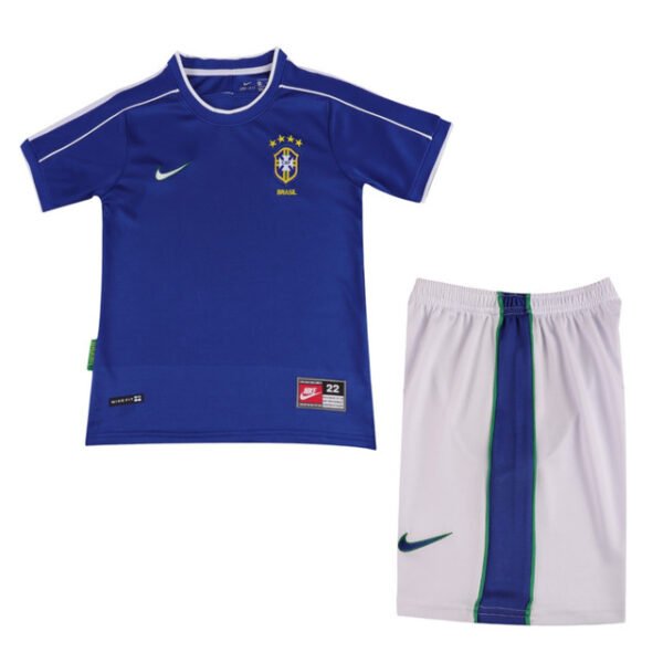 Kids Brazil Away Jersey Retro Kit 1998