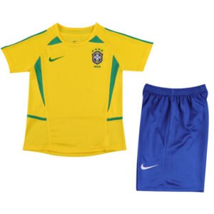 Kids Brazil Home Jersey Retro Kit 2002