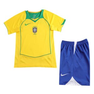 Kids Brazil Home Jersey Retro Kit 2004