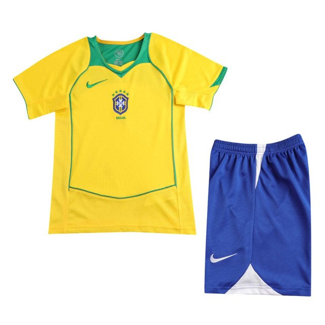 Kids Brazil Home Jersey Retro Kit 2004