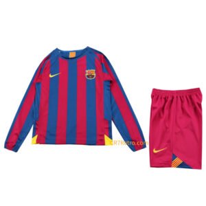 Kids Barcelona Home Jersey Retro Kit Long Sleeve 2005/06