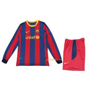 Kids Barcelona Home Jersey Retro Kit Long Sleeve 2010/11